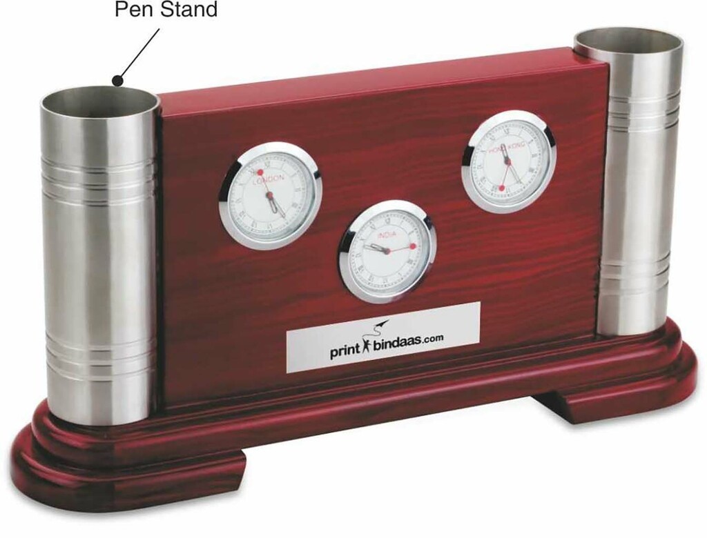 World Time Desk Clock With Pen Stand